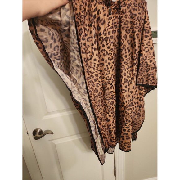 Chico's Leopard-Print Poncho Rain Cover-up One Size - Picture 3 of 10